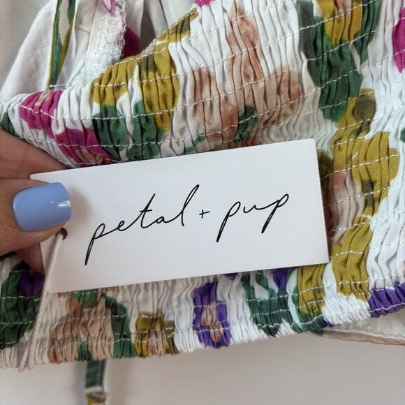 Petal And Pup Womens Top XL Crop Halter Floral Tie Smock V Neck New With Tag - Picture 5 of 10